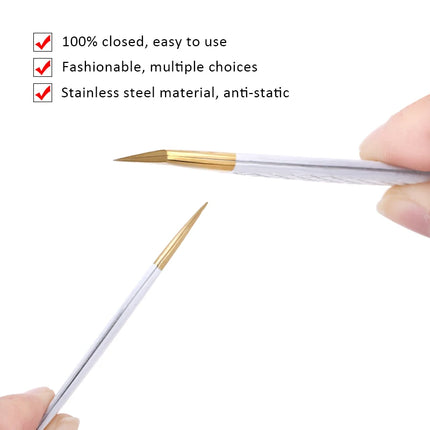 1Pc White-gold Anti-Static For Eyelash Extension Eyebrow Stainless Steel Set Beauty Precision Tweezers Makeup Tools