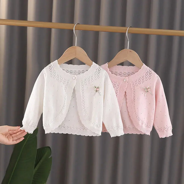 New Girls Thin Long Sleeves Cardigan Jacket Ruffle baby Girl Knit Cardigan Sun Protection Clothing Summer Air-conditioning Shirt