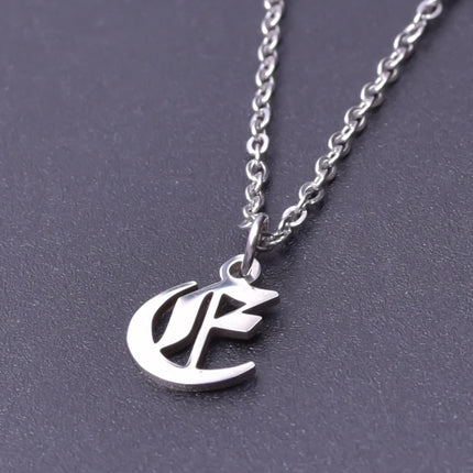 2pcs Stainless Steel Initial Necklace For Men Women Chain Old English Pendant 26 Letters Statement Necklaces Jewelry Couple Gift