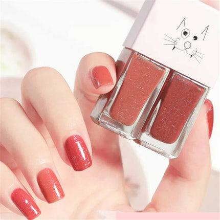 New 2 In 1 Candy Color Nail Polish Manicure Water-based Bright Scrub No Bake No Peeling Quick Dry Waterproof Lasting Nail Polish