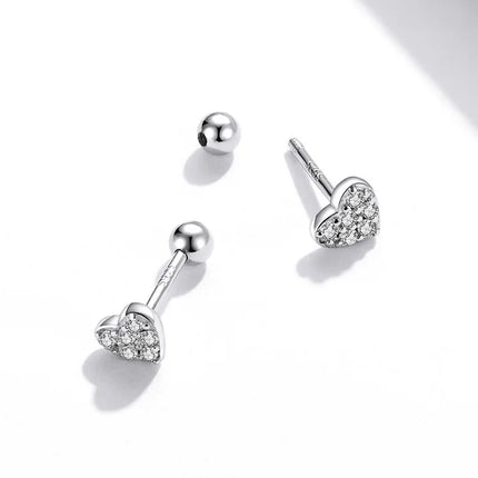 Bamoer 925 Sterling Silver Brilliant Star Earrings for Women Tiny Butterfly Stud Earrings Snowflake Girl Ear Studs Fine Jewelry