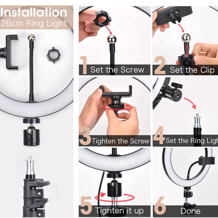 LED Photography Light Selfie Ring Light Lamp With Tripod For Phone Holder Stand Photo Lamp Ringlight For Live Video Streaming