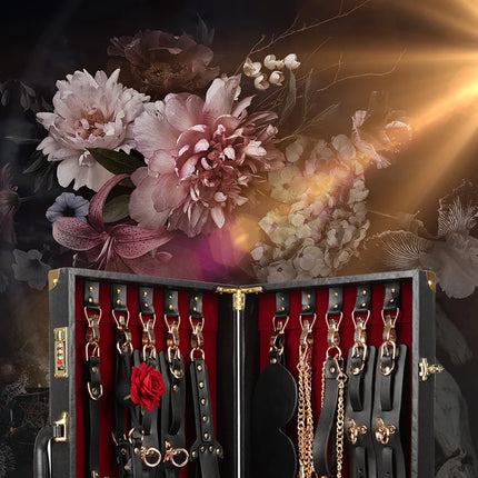 Luxury Genuine leather BDSM Kits Bed Bondage Set Restraint Handcuffs Collar Gag Erotic Sex Toys For Women Couples Adult Games