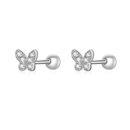 Bamoer 925 Sterling Silver Brilliant Star Earrings for Women Tiny Butterfly Stud Earrings Snowflake Girl Ear Studs Fine Jewelry