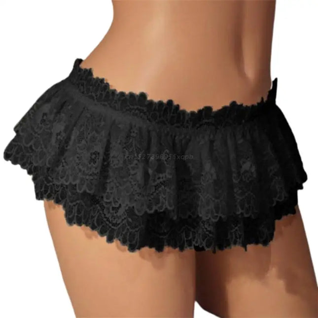 Men's Panties Sissy Crossdress Underwear Sexy Soft Ruffled Skirted Panties Lingerie Sissy Lace Briefs Underwear Thong