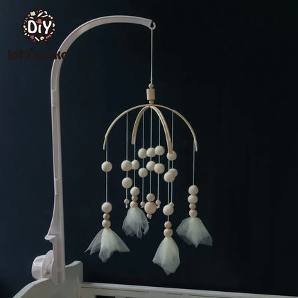 Let's Make 1set Baby Bed Bell Toy Holder Wood Rattles Bracket Mobile Crib Newborn Bell Crib Toy For 0-12 Month Wooden DIY Crafts