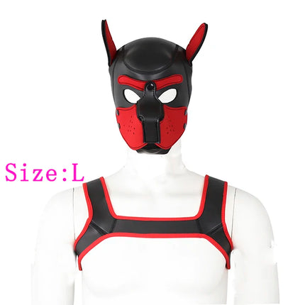 SexShop Puppy Play Dog Hood Mask Neck Collar Bdsm Bondage Chest Harness Strap Dog Tail Butt Plug Adult Game Sex Toys For Couples
