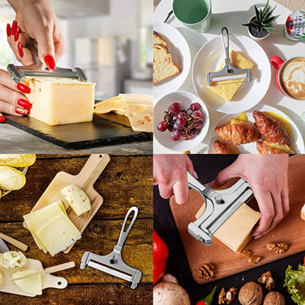 Aluminum Alloy Cheese Slicer with Wire Adjustable Thickness Cheese Butter Cutter  for Soft and Semi-Hard Cheeses Kitchen Gadgets