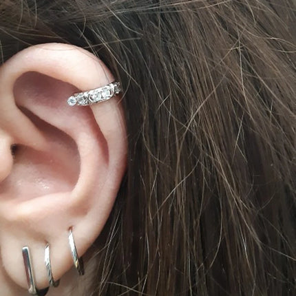 1pc Ear Tragus Cartilage Ring Stainless Steel Barbell With Cz Hoop Cartilage Cuff Piercing Helix Daith Rook Lobe Earrings