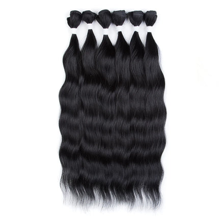 FASHION IDOL Water Wave Hair Bundles Synthetic Hair Extensions Ombre Blonde Brown Cosplay Weave Hair Bundles 20 inch 6Pcs Hair