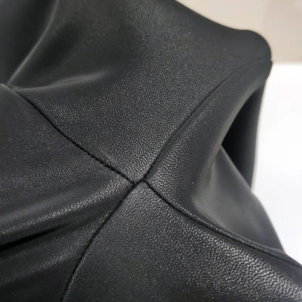 Black PU Leather Unisex kneeling slave prisoner Mummy Costumes Catsuit Halloween Cosplay Cover Bodysuit Gay Costume Lingerie