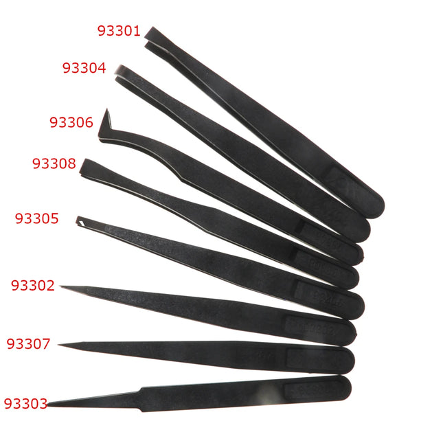ESPLB 8pcs/Set Anti-Static Plastic Tweezers ESD Curved Straight Forceps Electronic PCB Repair Hand Tools Tweezers