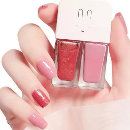 Manicure Water-based Bright Scrub Can Tear Gemini Nail Polish Two Bottles Set Twin Nail Polish Combination Glitter Nal Art Tools