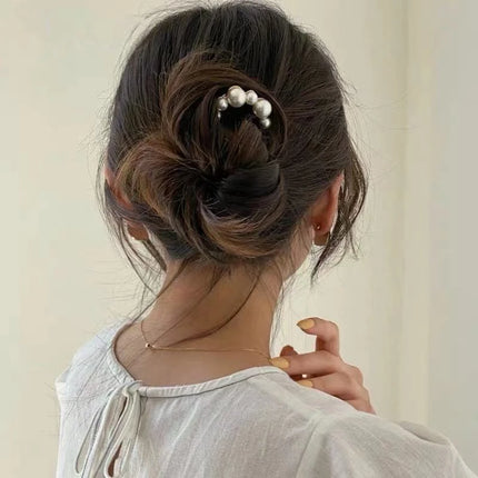 New Pearl U-shaped Tassel Hair Sticks Women's Fashion Ponytail Metal Hairpin for Girls Styling Tools Delicate Hair Accessories