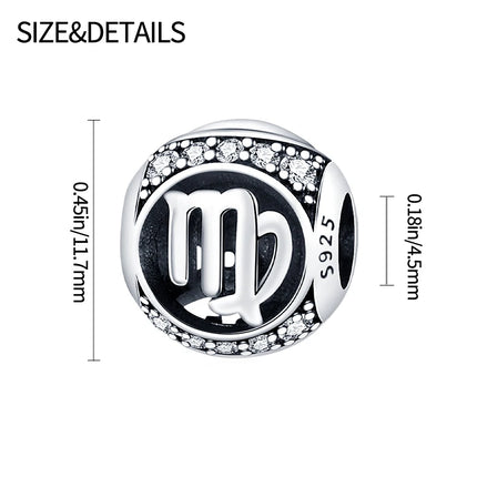 Hot Sale 925 Sterling Silver 12 Constellation Beads Charm Fit Original Pand 3mm Bracelet For Women Jewelry Birthday Fashion Gift