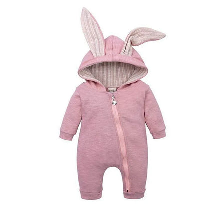0-24M Newborn Rompers Toddler Autumn Winter Long Sleeve Baby Boys Rompers Cute Rabbit Ears Hooded Baby Girl Jumpsuit Kid Clothes