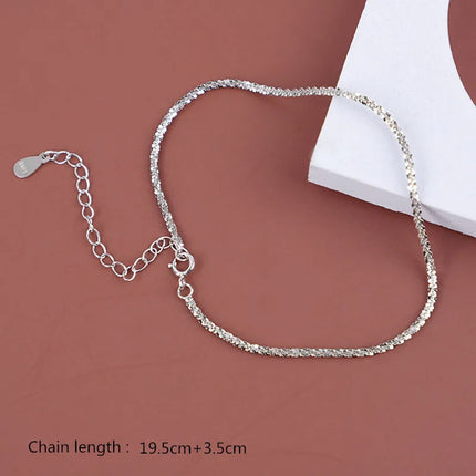 Buyee 925 Sterling Silver Female Simple Anklet Chain Foot Legs Anklet for Women Fashion Star Fine Jewelry Anklets Chain