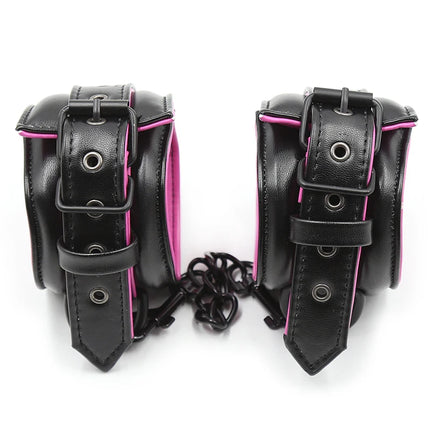 Sex Toys Couple Leather Bdsm Bondage Suit 3pcs Restraint Collar Ankle Sleeve Handcuffs for Sex Bondage Suit Adult Female