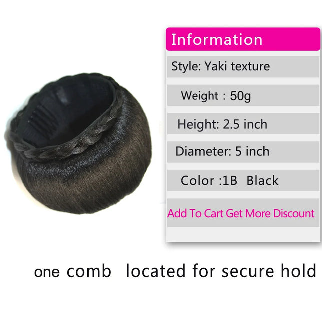Synthetic Fake Hair Bun And Bang Set Heat Resistant Braided Chignon Hairpiece Ponytail Wig For Women Clip in Hair Extension