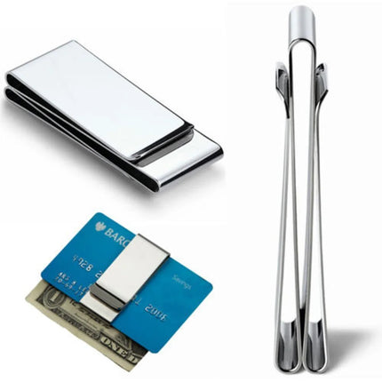 Stainless Steel Double Sided Metal Money Clips High Quality Men Women Simple Silver Dollar Cash Clamp Credit Card Holder Wallets