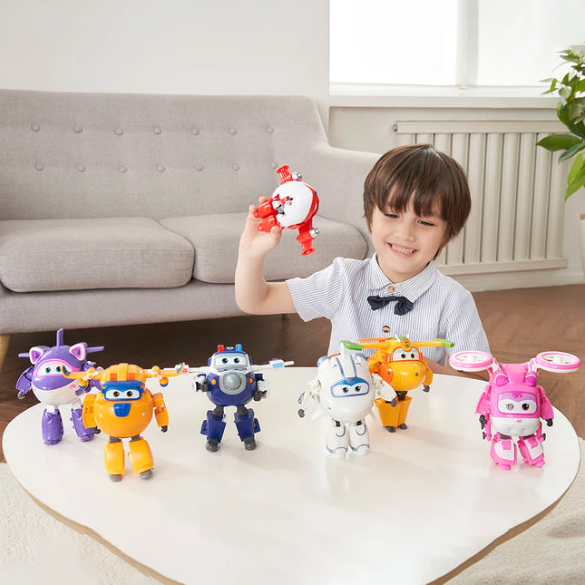 Super Wings 5 Inches Transforming Jett Dizzy Donnie Deformation Airplane Robot Action Figures Transformation Animation Kids Toys