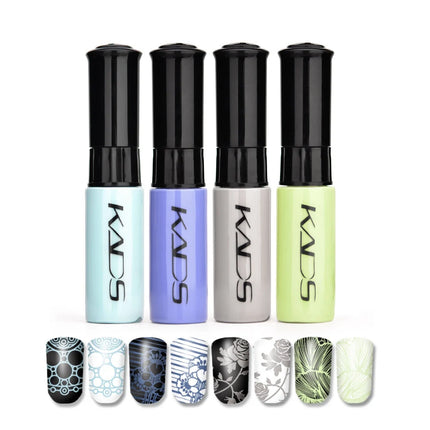 KADS 5/4 Pcs Stamping Varnish Set Nail Stamping Polish Kit Black Nail Art Polish Manicure Stamping Lacquer for Template Nails