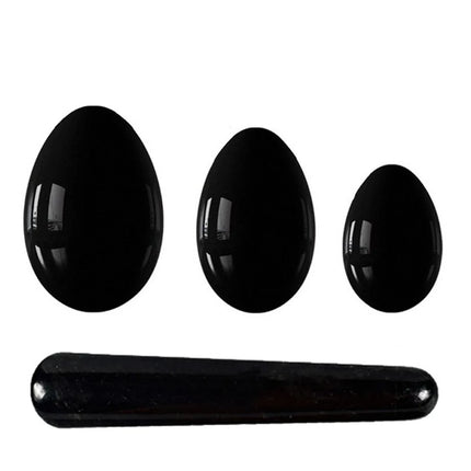 Obsidian Yoni Eggs Wand Set Natural Black Jade Egg Women Vaginal Muscles Tightening Kegel Massage Ball Yoni Wand Jade Massager