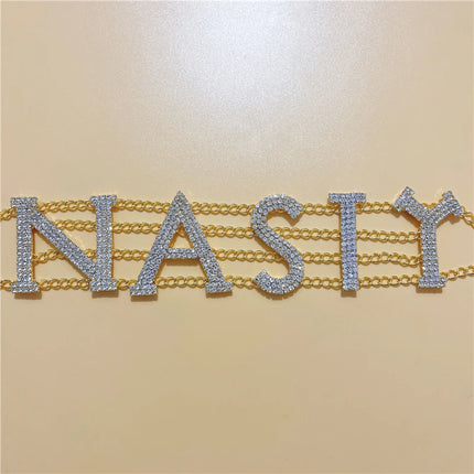 Wholesale NASTY SEXY Shiny Rhinestone Choker Necklace Letter for Women BABY Big Choker Necklace Crystal Collar Statement Jewelry