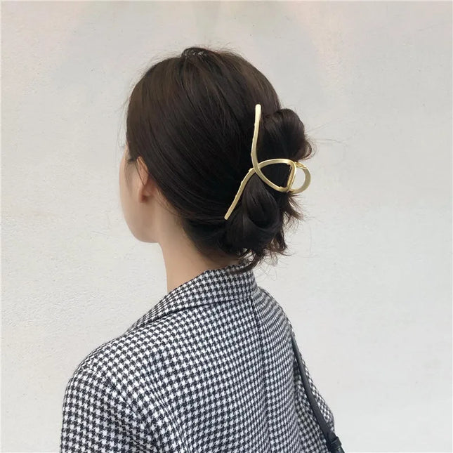 2021 New Elegant Gold Hollow Geometric Metal Hair Claw Vintage Hair Clips For Women Headband Hairpin Hair Crab Hair Accessories