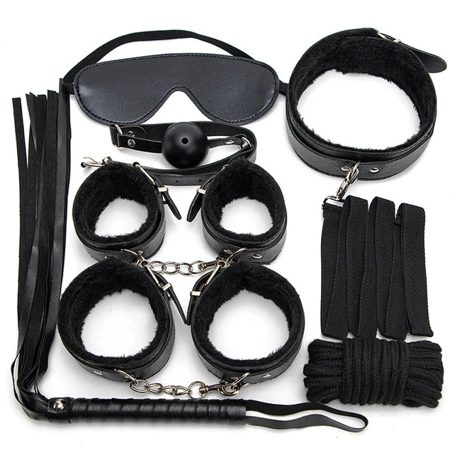 7Pcs/set bdsm bondage Sex Toys for Couples Exotic Accessories Sexy Whip Eye Mask Neck collar Rope Sex Shop