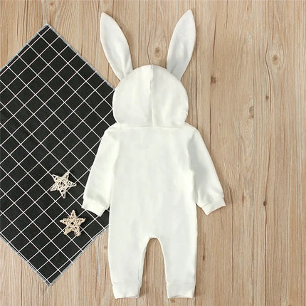 0-24M Newborn Rompers Toddler Autumn Winter Long Sleeve Baby Boys Rompers Cute Rabbit Ears Hooded Baby Girl Jumpsuit Kid Clothes