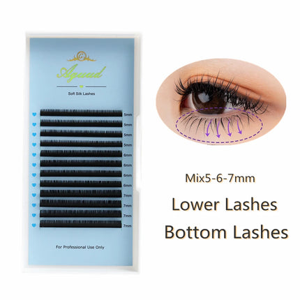 AGUUD Bottom Lashes 5mm 6mm 7mm 8mm B/C Curl Under Eyelashes Lower Individual Lashes Natural Short False Mink Eyelash Extension