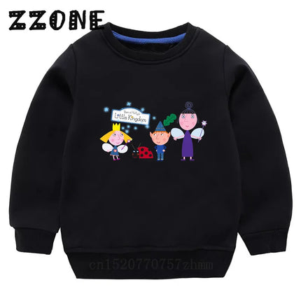 New Spring Autumn Baby Girls Sweatshirts Ben and Holly Kingdom Cartoon Cute Kids Hoodies Children Pullover Tops Boys Clothes