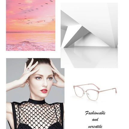 ZENOTTIC Fashion Cat Eye Prescription Glasses Women Anti Blue Ray/Photochromic Eyewear Optical Myopia Progressive Eyeglasses