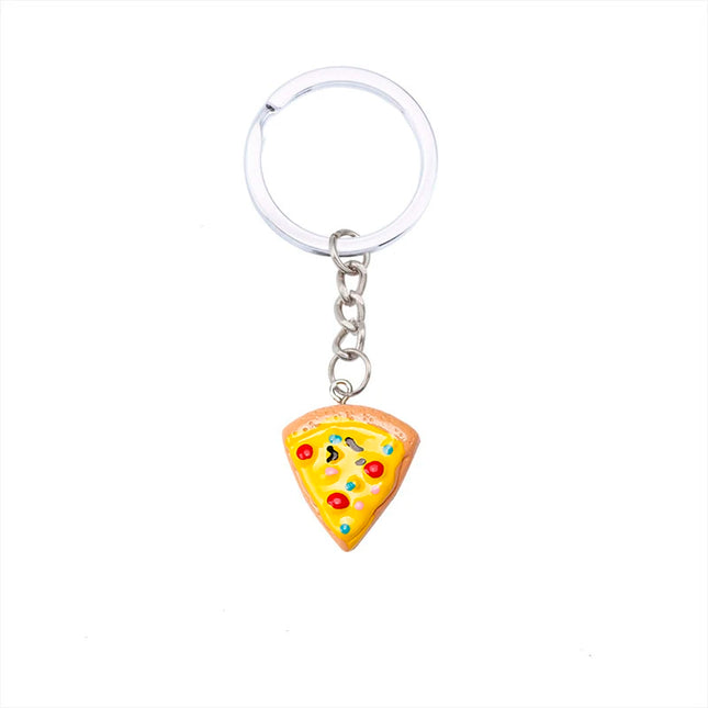 Unisex 6-piece Keychain Cute Pizza Alloy Pendant Can Be Used For Backpack Car Key Accessories Key Chain Jewelry Gifts