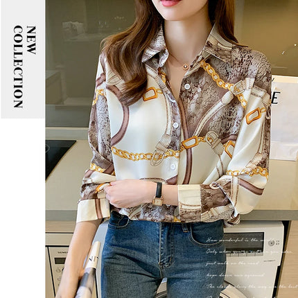 Fashion Printing Ladies Shirts Women's Blouses Spring Autumn Long Sleeve Shirts Tops Blusas Mujer