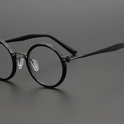 Top Quality Retro Round Glasses Frame Japanese Handmade Titanium Ultralight Men Eyeglasses Women Eyewear Acetate Korean Fashion