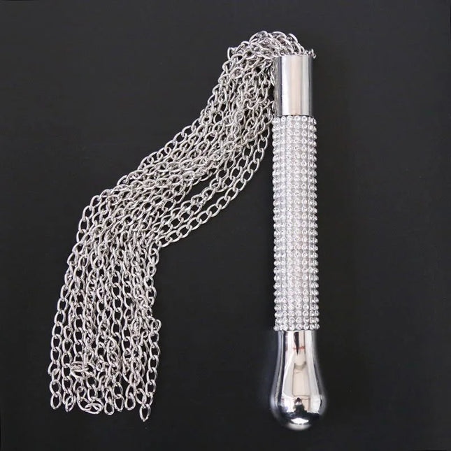 Sexy Rhinestone Whip Couples Handle Wave Metal Chain Spanking BDSM Bondage Flogger Flirting Sex Toy For Women And Men Adult Game