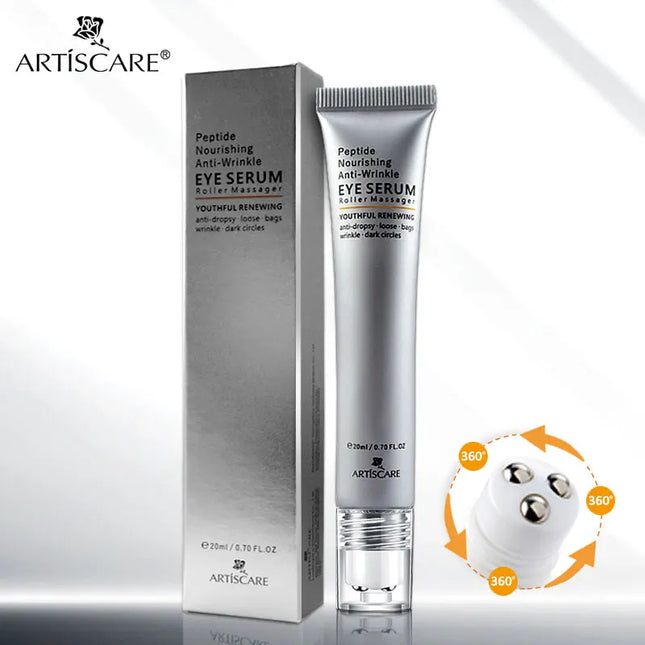 ARTISCARE Eye Serum Roller Massager for Dark Circles Peptide Essence Eye Bags Hyaluronic Acid Cream Eye Care