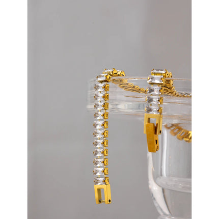 Yhpup Delicate Bling Cubic Zirconia Bracelet Statement Stainless Steel Metal Chain Fashion Jewelry браслеты женские Gift