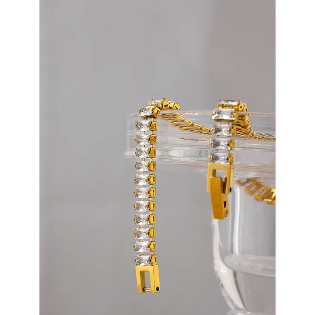 Yhpup Delicate Bling Cubic Zirconia Bracelet Statement Stainless Steel Metal Chain Fashion Jewelry браслеты женские Gift