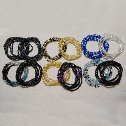 2 Pcs Sexy Summer Waist Bead Chains African Belly Beads Colorful Beach Bikini Body Belly Chain Elastic Jewelry for Women Girls