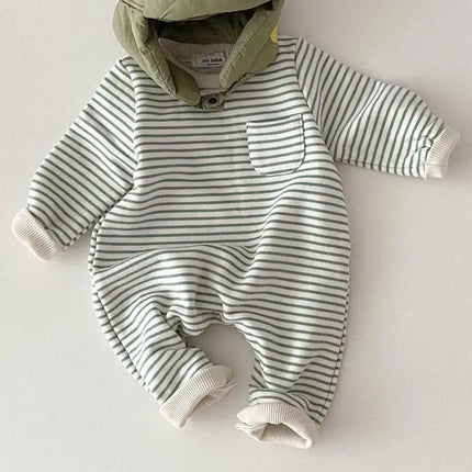 2026 Spring New Baby Striped Romper Boys Girls Simple Striped Casual Jumpsuit Newborn Cotton Infant Toddler Clothes 0-24M