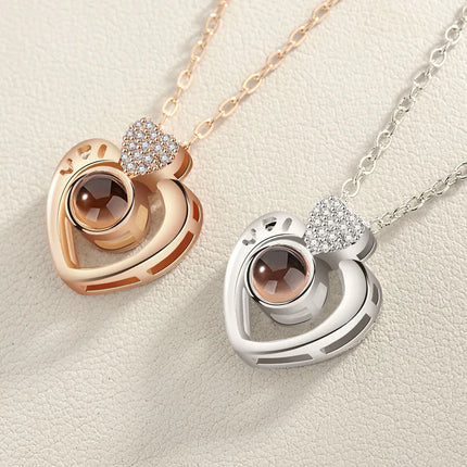 Letter Necklace 100 Languages I Love You Projection Pendant Necklace Women Jewelry Best Friends Collier Femme Bijoux Gifts