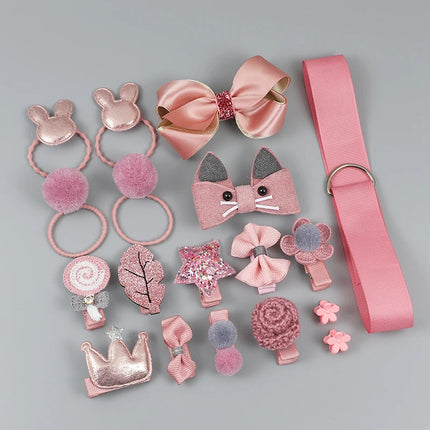 18 Piece Girl headwear Bow Flower animal Hairpins hair band cartoon Elastic Headdress Gift hair clip set Cute Hair Accessories