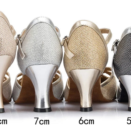Latin Shoes Salsa Tango Ballroom Party Wedding Women's Heels Champagne Silver Black Girls Dance Sneakers Summer Outdoor Shoes