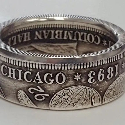 Classic Coin Ring Vintage Morgan Half Dollar "America" Engraved In 1945. We Believe We Will Collect Jewelry