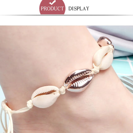 Women Seashell Anklet Silver Color Shell Bracelet for Girls Summer Beach Holiday Foot Ankle Jewelry Bohemian Leg Chain Gift