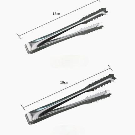 15cm/19cm Stainless Steel Kitchen Tool Stainless Steel Tongs For Barbecue Party Bar BBQ Clip Bread Food Ice Clamp Ice Tong