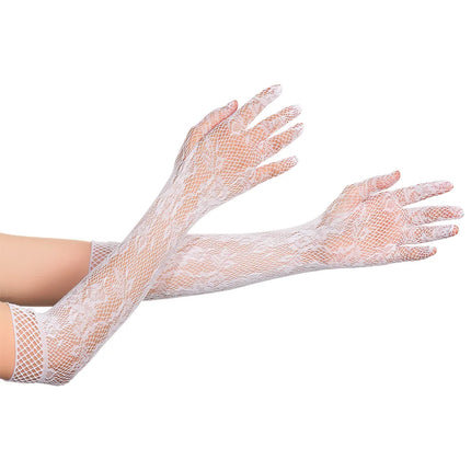 1Pair Women Sexy Lace Long Glove Fingerless Fishnet Mesh Punk Disco Mittens Clubwear Dance Cosplay Party Costumes Glove